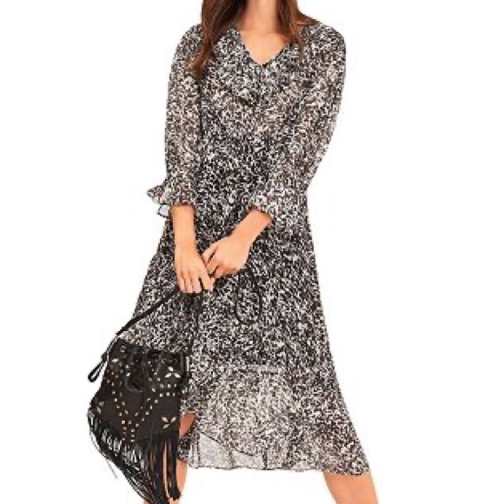 Ba&Sh Erym Ruffled Printed Crepon Dress